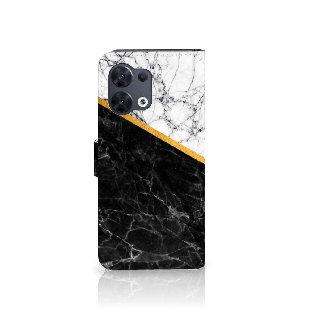 OPPO Reno8 Bookcase Marmer Wit Zwart - Origineel Cadeau Man