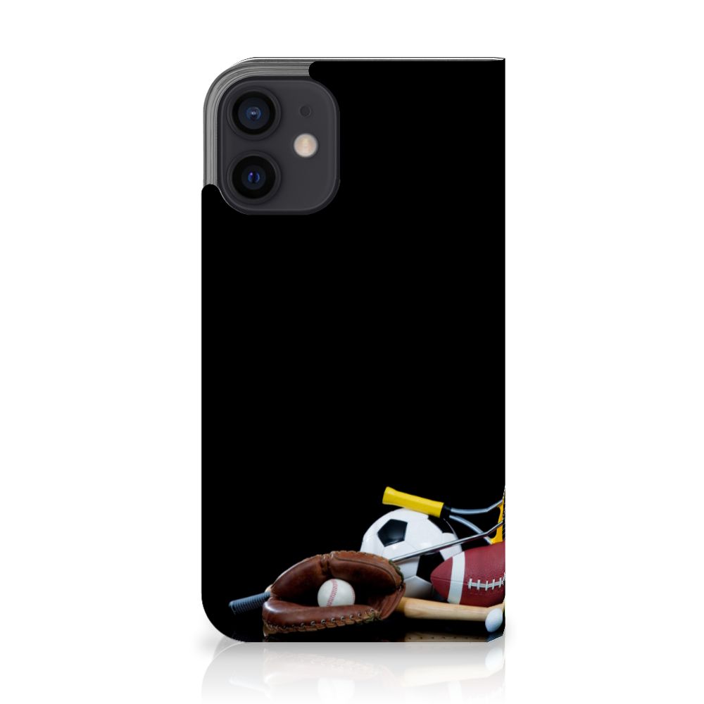 iPhone 12 Mini Hippe Standcase Sports with various sports equipment designs