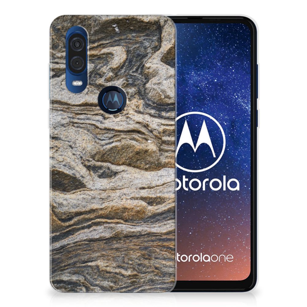 Motorola One Vision TPU Siliconen Hoesje Steen