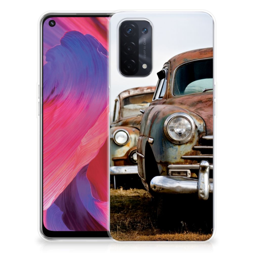 OPPO A74 5G | A54 5G Siliconen Hoesje met foto Vintage Auto