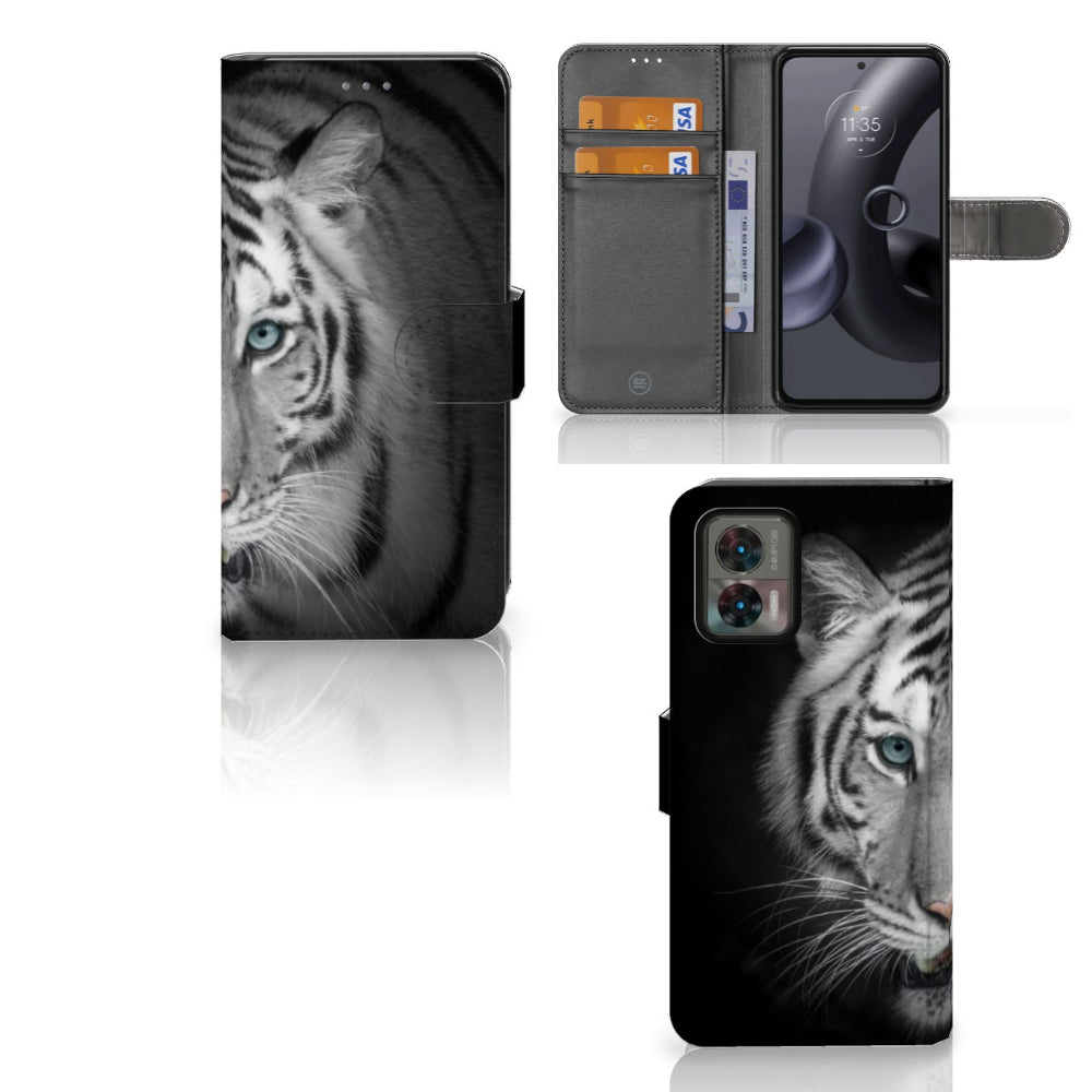 Motorola Edge 30 Neo Telefoonhoesje met Pasjes Tijger