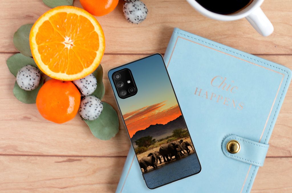 Samsung Galaxy A71 Dierenprint Telefoonhoesje Olifanten B2C Telecom
