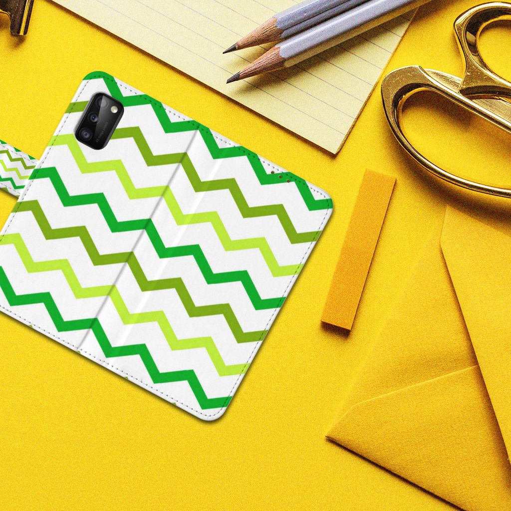 Samsung Galaxy A41 Telefoon Hoesje Zigzag Groen