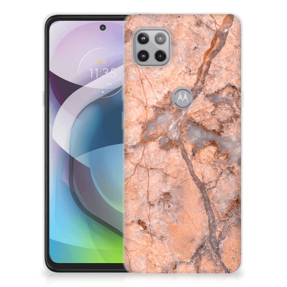 Motorola Moto G 5G TPU Siliconen Hoesje Marmer Oranje B2C Telecom