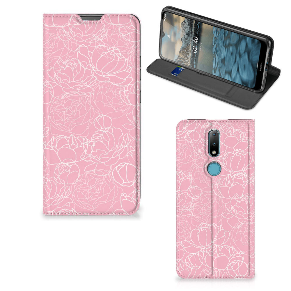 Nokia 2.4 Smart Cover White Flowers