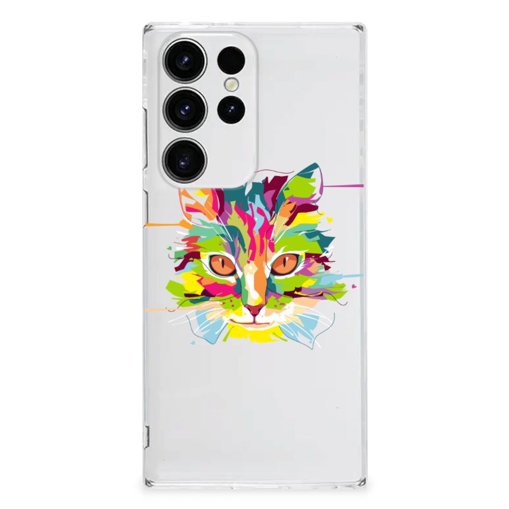 Samsung Galaxy S23 Ultra Telefoonhoesje met Naam Cat Color