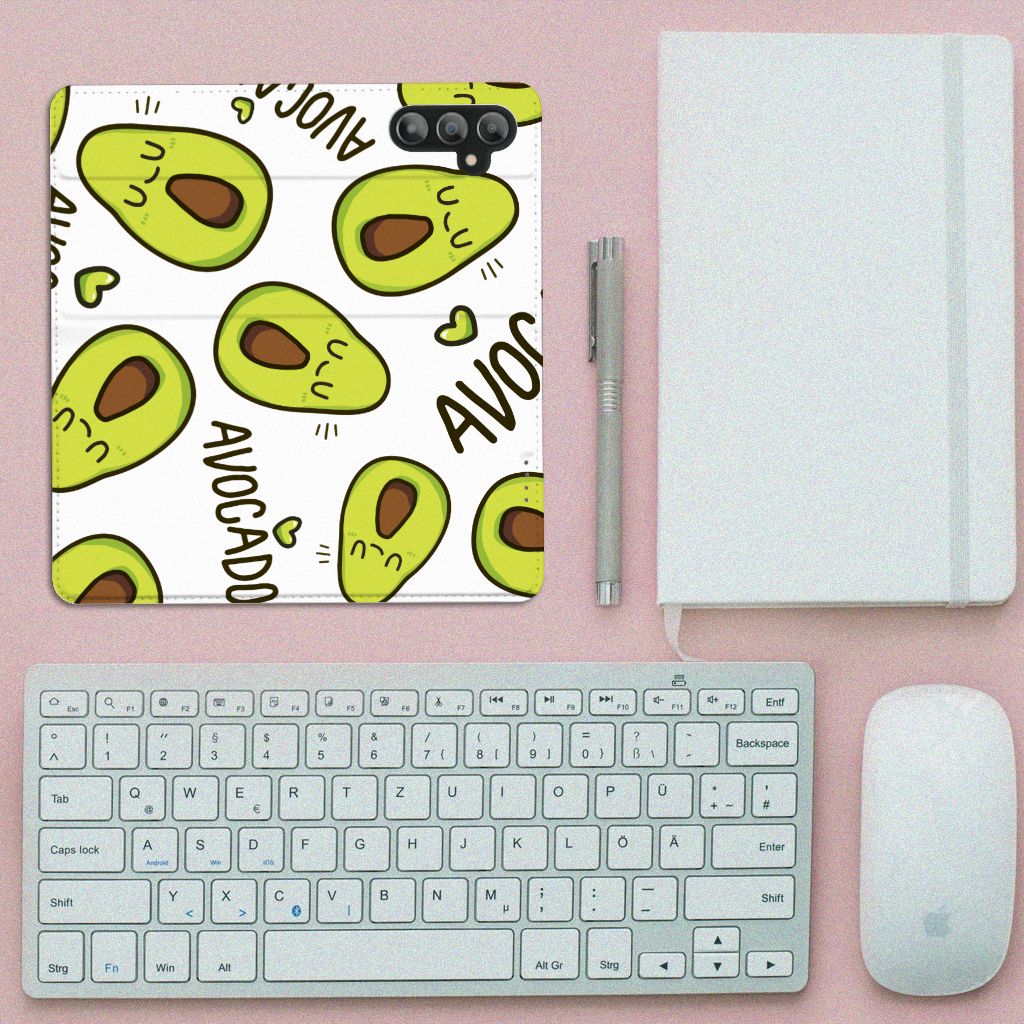 Samsung Galaxy A14 4G Magnet Case Avocado Singing design with cute avocados on a stylish background.