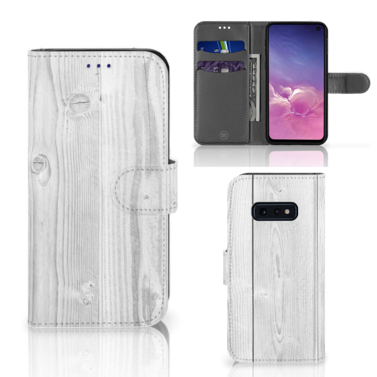 Samsung Galaxy S10e Book Style Case White Wood