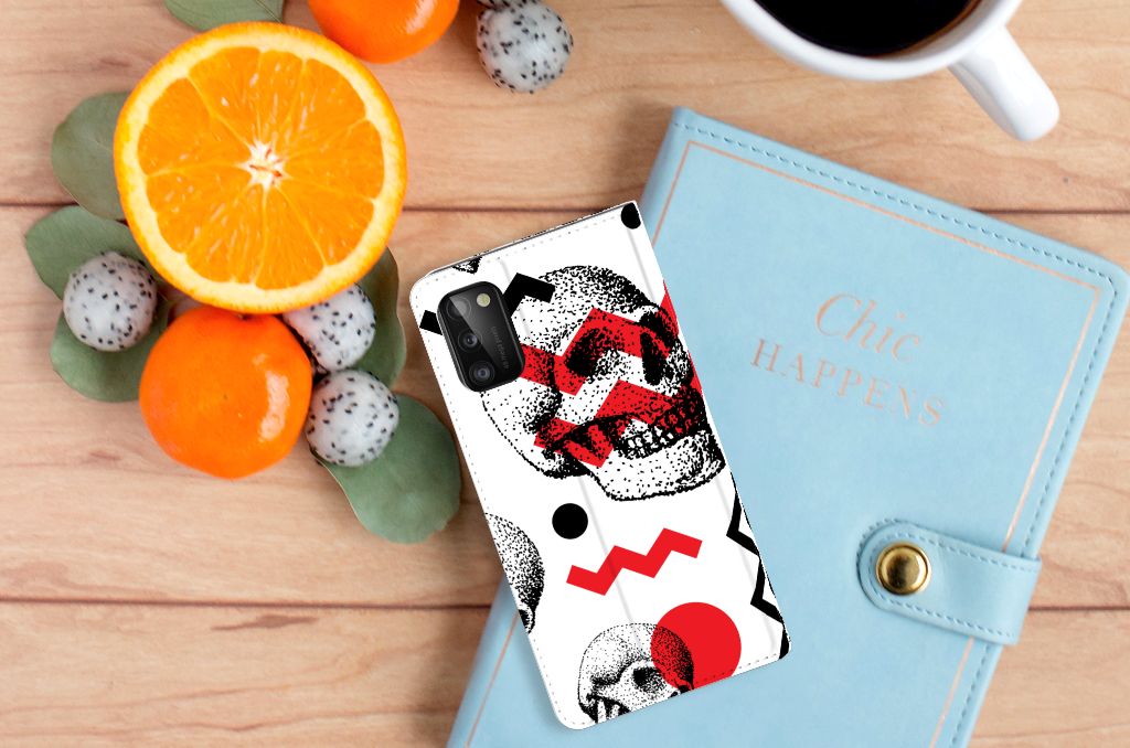 Mobiel BookCase Samsung Galaxy A41 Skull Red - B2C Telecom
