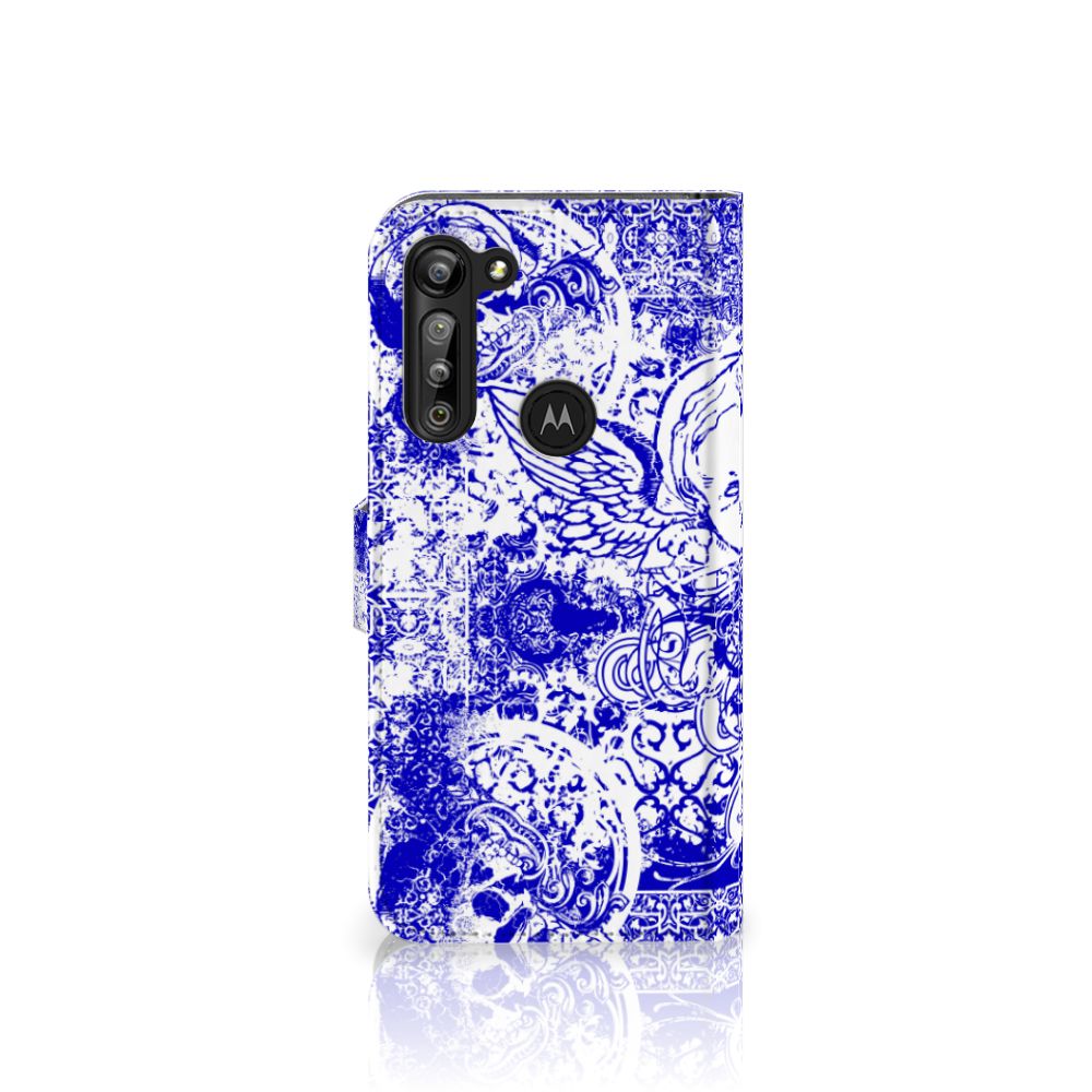 Telefoonhoesje met Naam Motorola G8 Power Angel Skull Blauw
