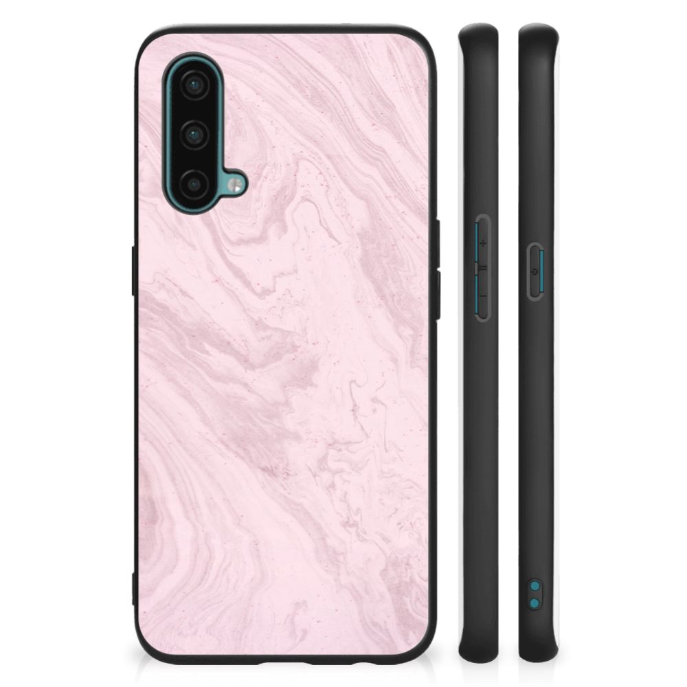 OnePlus Nord CE 5G Marmeren Print Telefoonhoesje Marble Pink - Origineel Cadeau Vriendin B2C Telecom