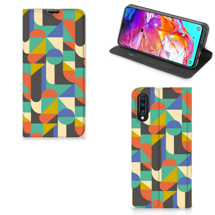Samsung Galaxy A70 Hoesje met Magneet Funky Retro