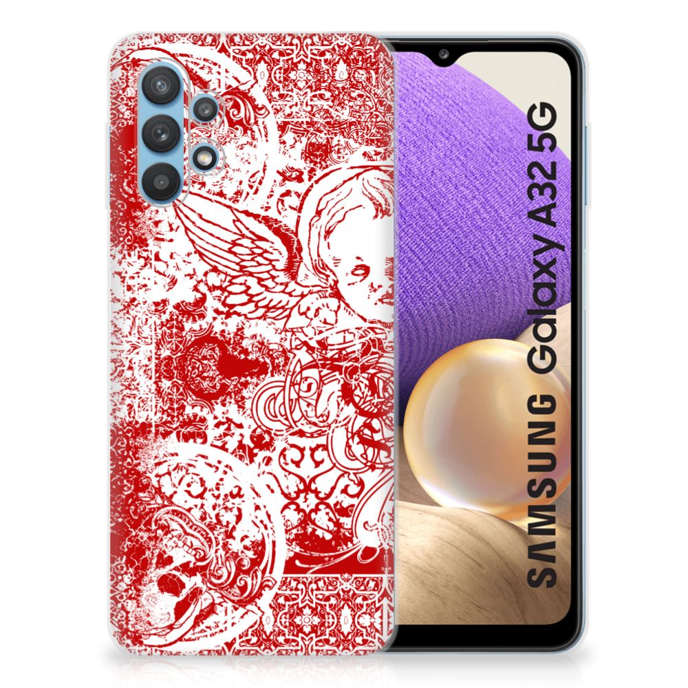 Silicone Back Case Samsung Galaxy A32 5G Angel Skull Rood B2C Telecom