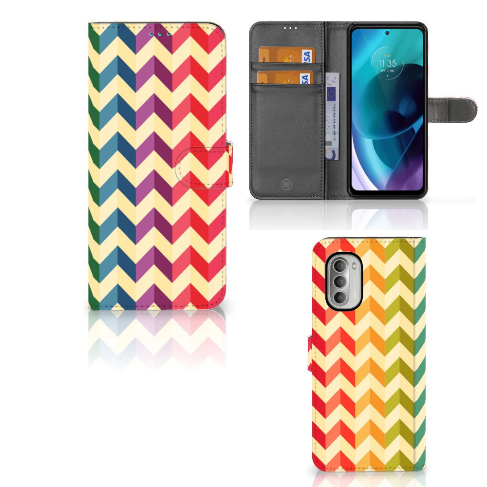 Motorola Moto G51 5G Telefoon Hoesje Zigzag Multi Color