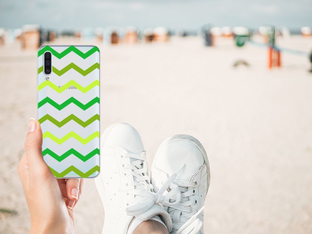 Samsung Galaxy A50 TPU bumper Zigzag Groen