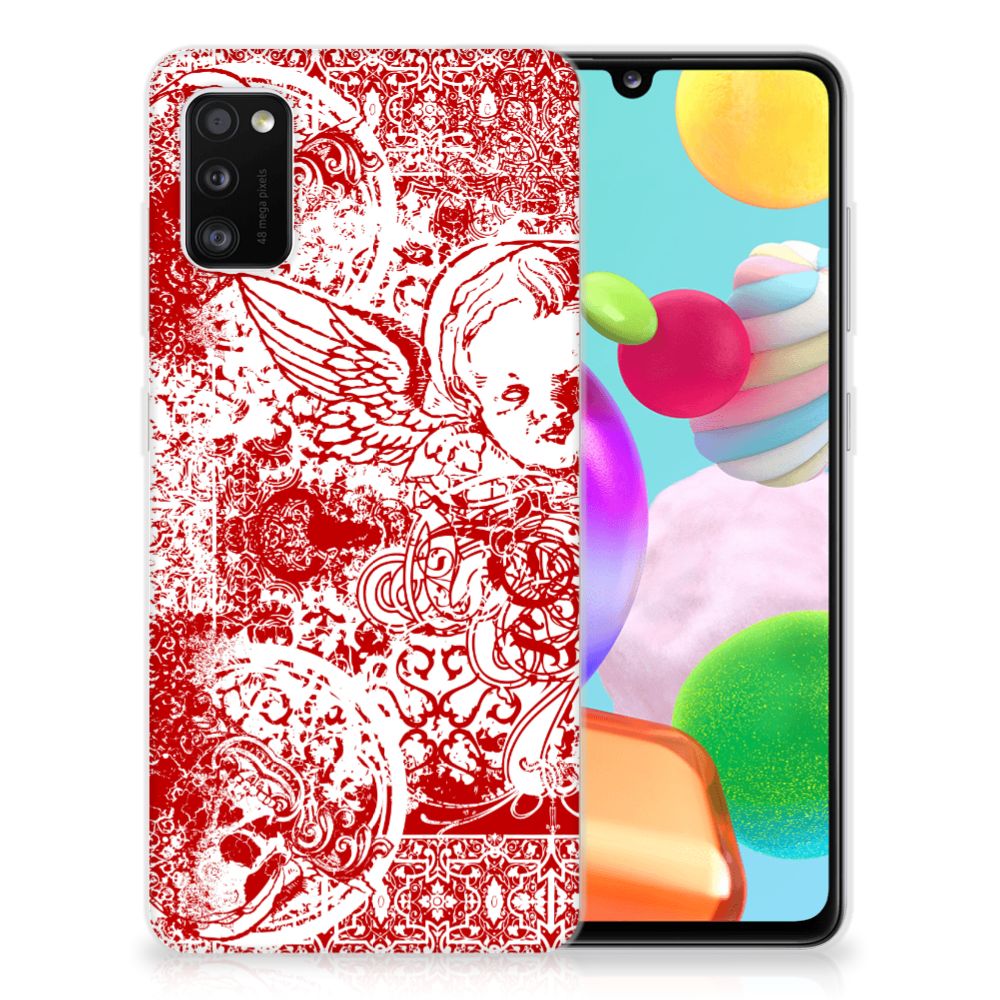 Silicone Back Case Samsung Galaxy A41 Angel Skull Rood