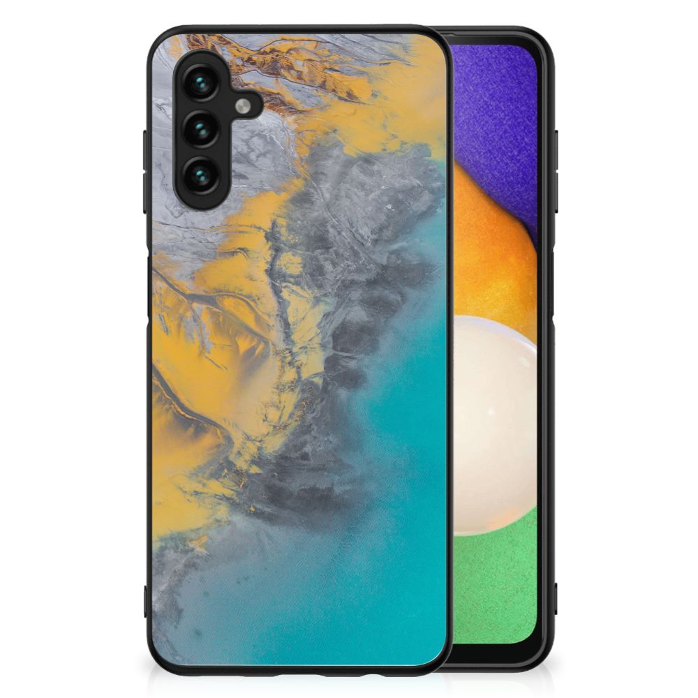 Samsung Galaxy A13 5G | A04s Marmeren Print Telefoonhoesje Marble Blue Gold