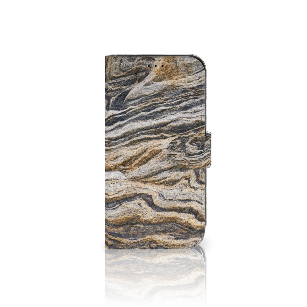 Apple iPhone 13 Bookcase Steen met een uniek bruin rotsachtig design. Perfect voor jouw smartphone!