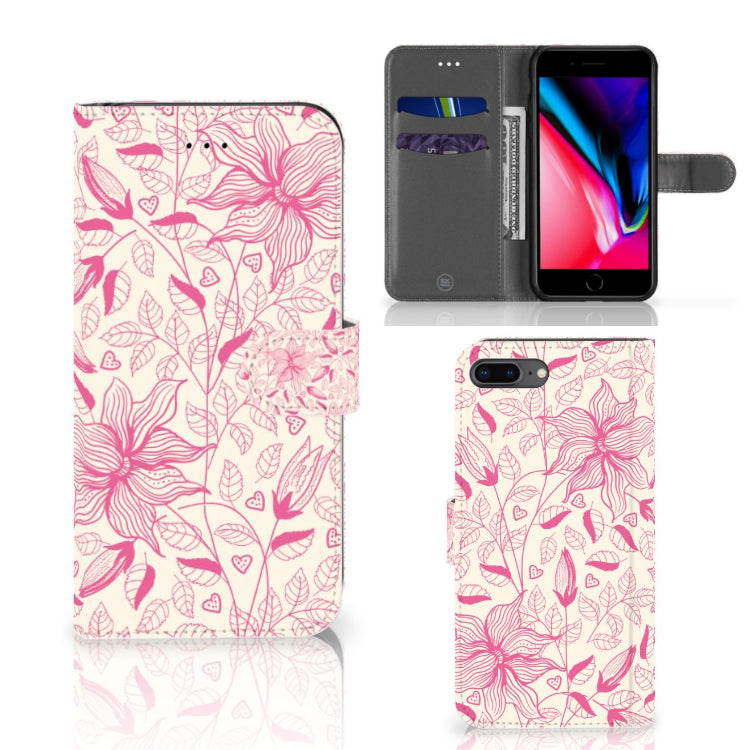 Apple iPhone 7 Plus | 8 Plus Hoesje Pink Flowers