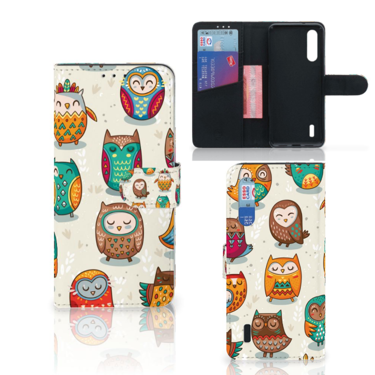 Xiaomi Mi 9 Lite Telefoonhoesje met Pasjes Vrolijke Uilen