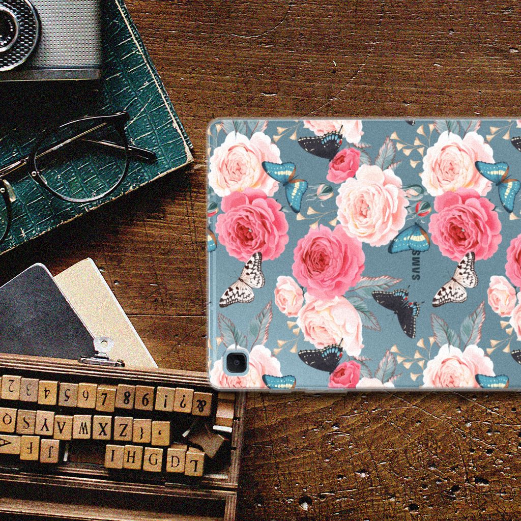 Samsung Galaxy Tab S6 Lite | S6 Lite (2022) Siliconen Hoesje Butterfly Roses - B2C Telecom