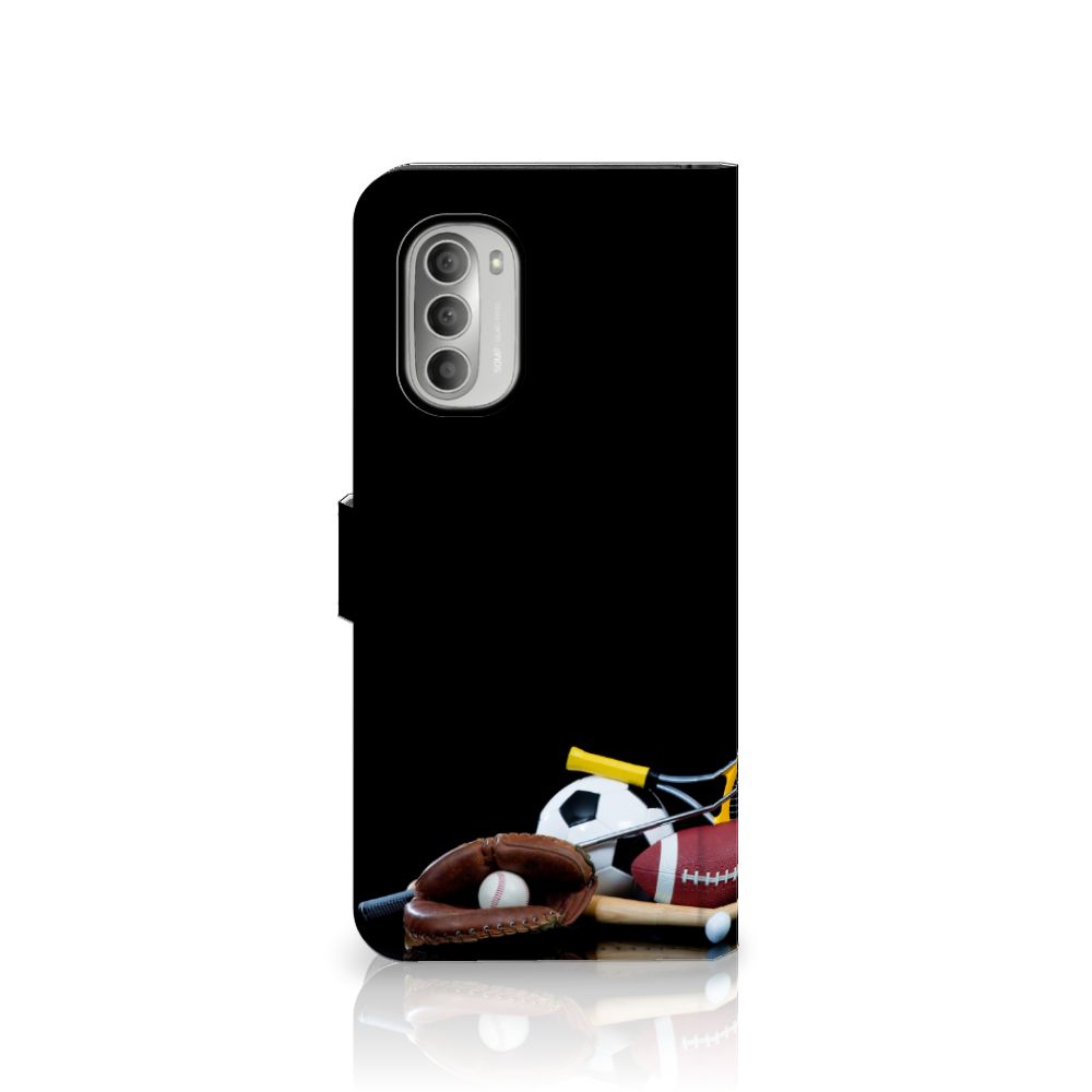 Motorola Moto G51 5G Wallet Case met Pasjes Sports met sportuitrusting en originele ontwerpen.