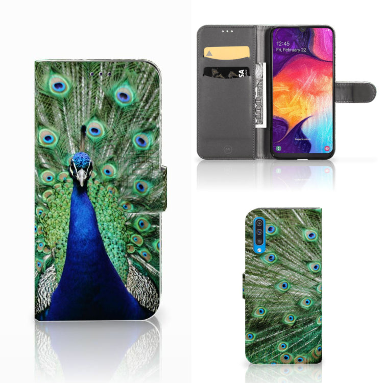 Samsung Galaxy A50 Telefoonhoesje met Pasjes Pauw