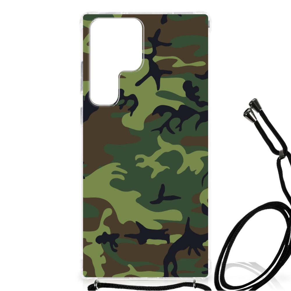 Samsung Galaxy S23 Ultra Doorzichtige Silicone Hoesje Army Dark