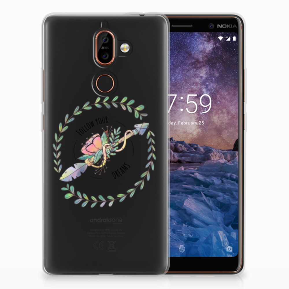 Nokia 7 Plus Telefoonhoesje met Naam Boho Dreams