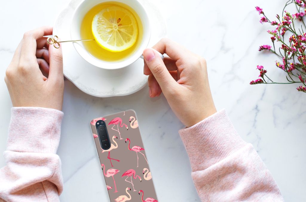 Sony Xperia 5II TPU Hoesje Flamingo