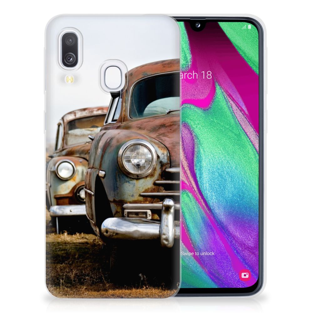 Samsung Galaxy A40 Siliconen Hoesje met foto Vintage Auto