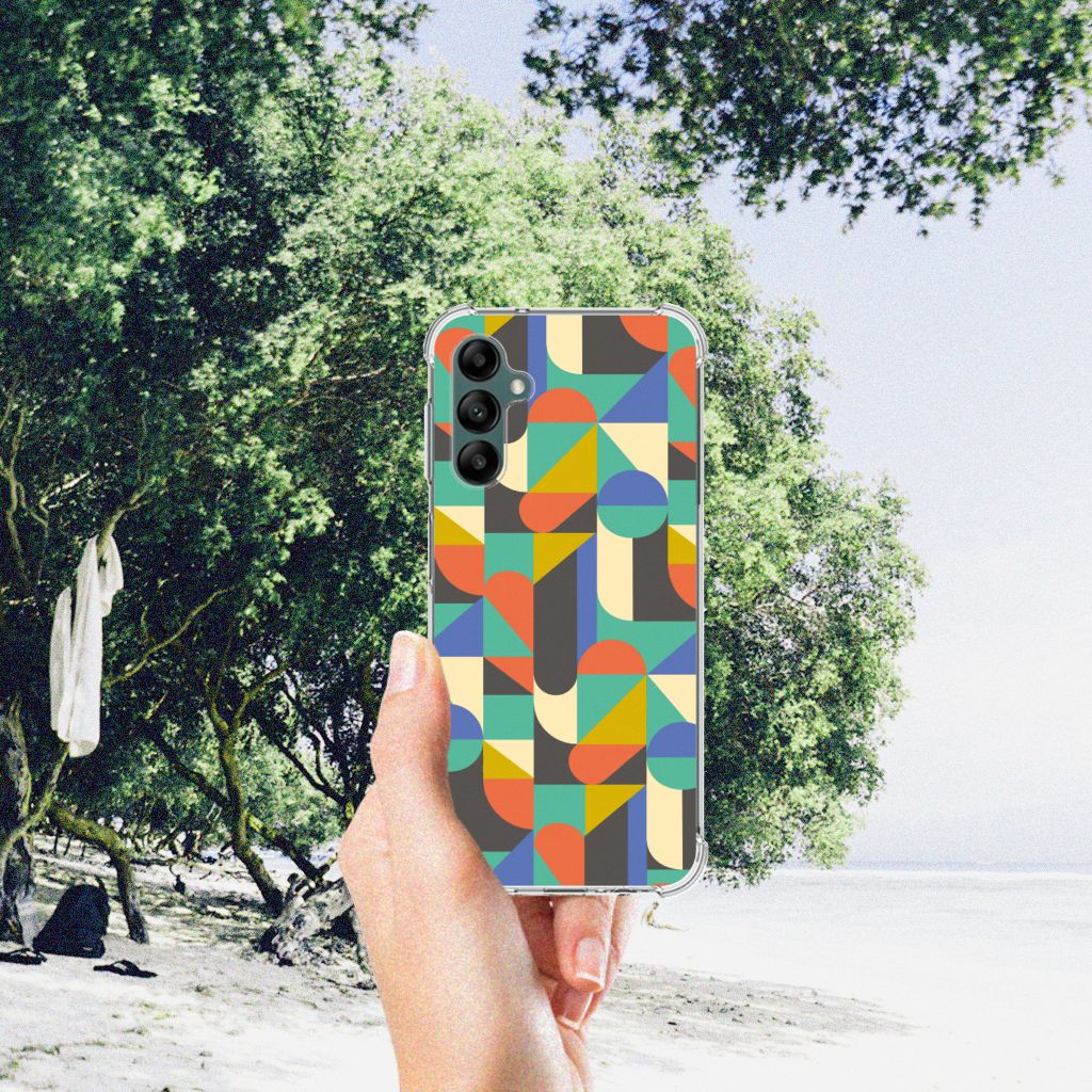 Samsung Galaxy A14 5G/4G Doorzichtige Silicone Hoesje Funky Retro met kleurrijk design aan zee.