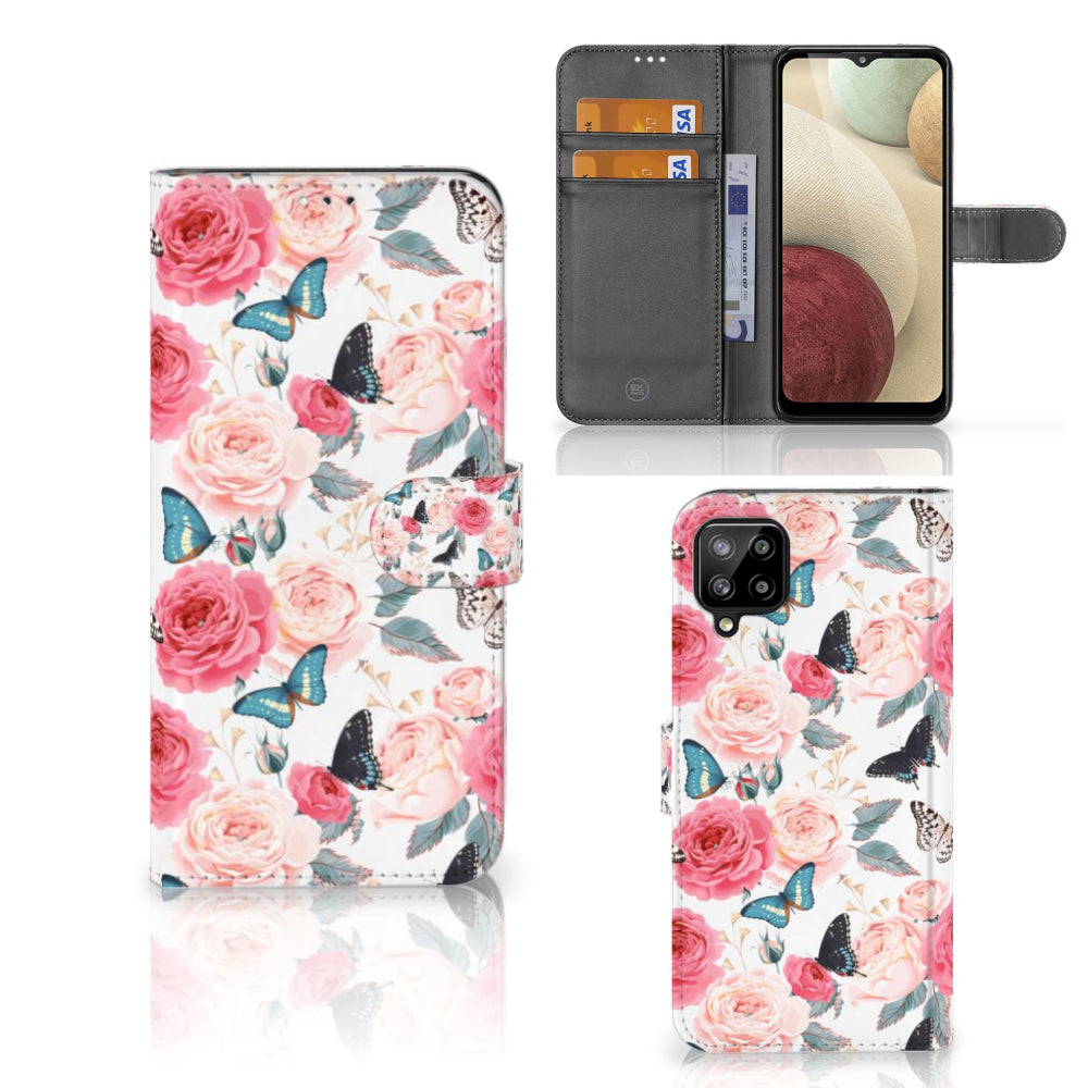 Samsung Galaxy A12 Hoesje Butterfly Roses