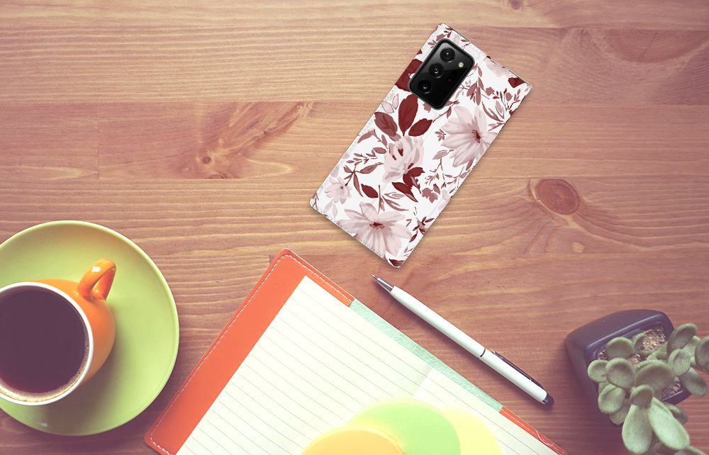 Bookcase Samsung Galaxy Note 20 Ultra Watercolor Flowers - B2C Telecom