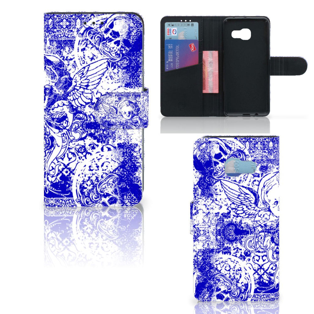 Telefoonhoesje met Naam Samsung Galaxy A3 2017 Angel Skull Blauw