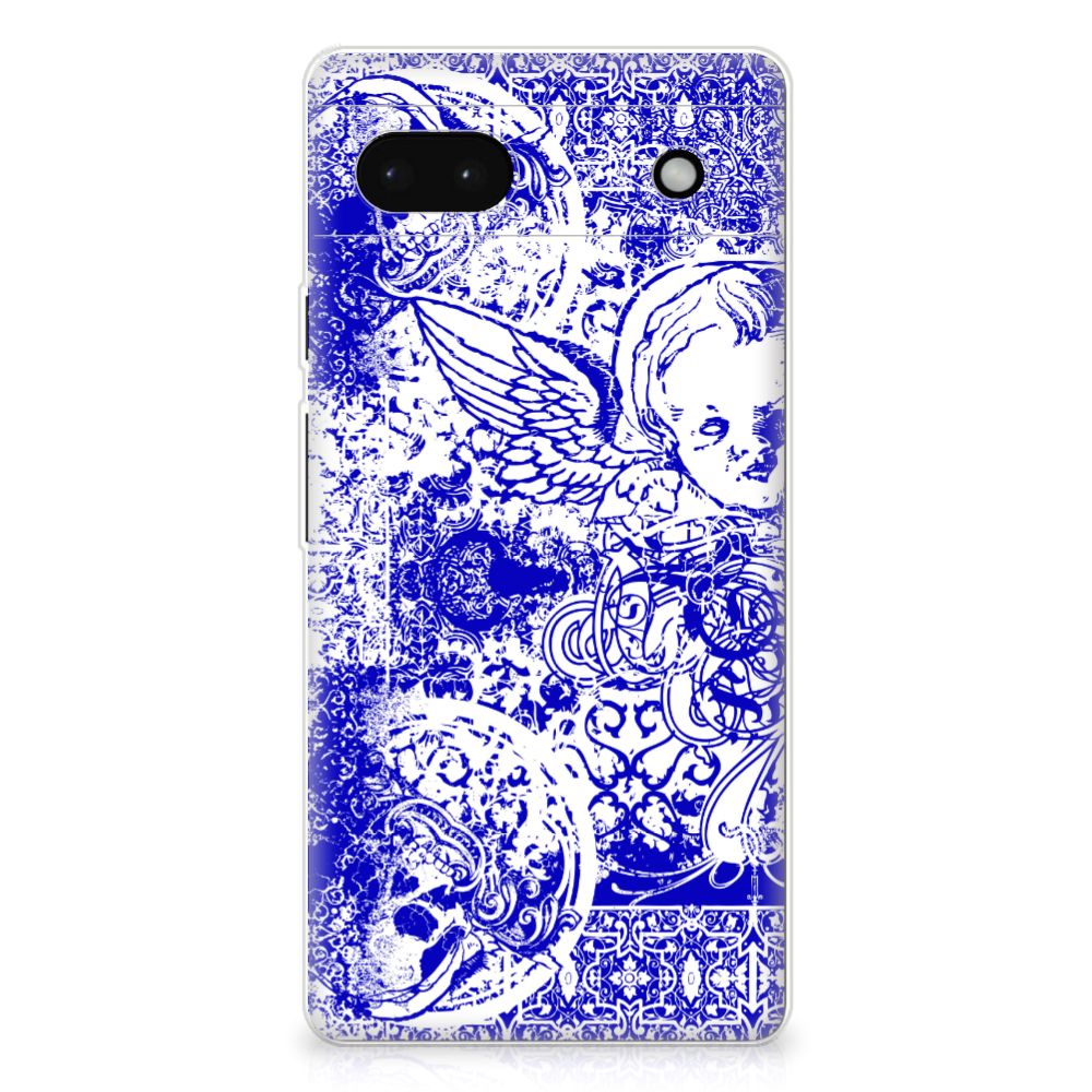 Silicone Back Case Google Pixel 6A Angel Skull Blauw B2C Telecom