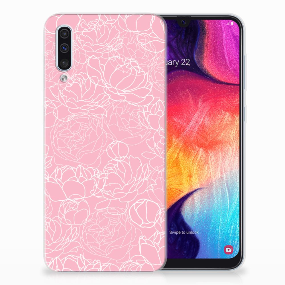 Samsung Galaxy A50 TPU Case White Flowers