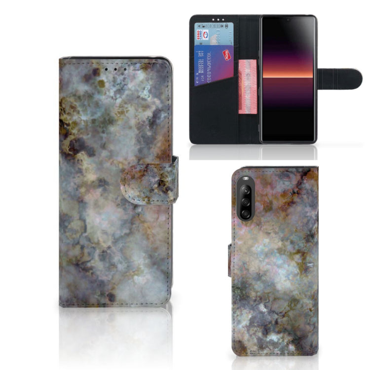 Sony Xperia L4 Bookcase Marmer Grijs