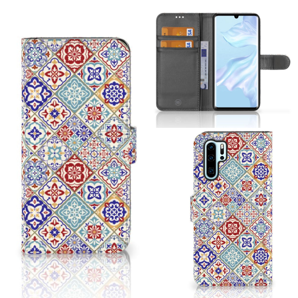 Huawei P30 Pro Bookcase Tiles Color