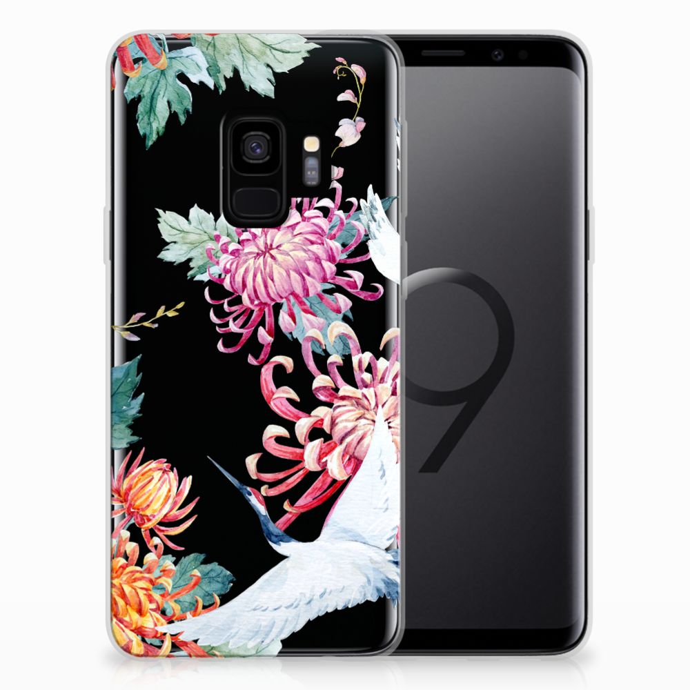 Samsung Galaxy S9 TPU Hoesje Bird Flowers