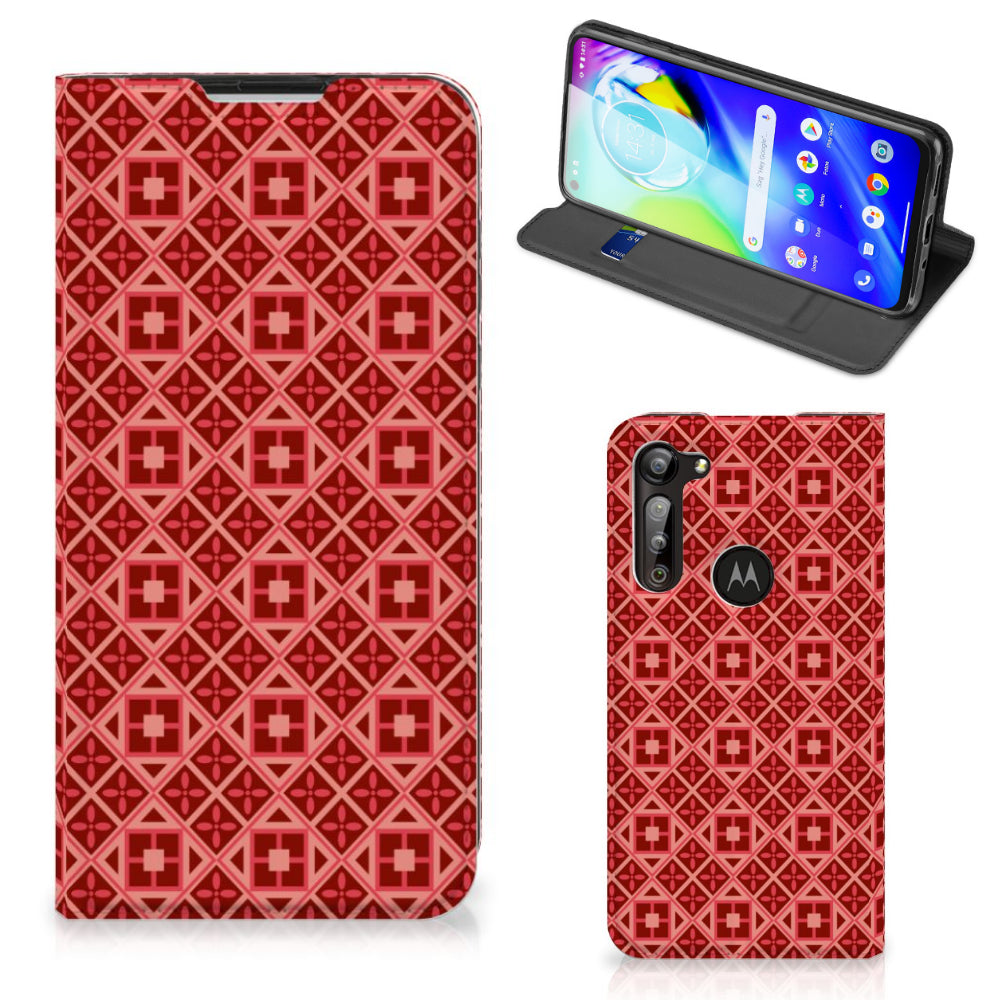 Motorola Moto G8 Power Hoesje met Magneet Batik Rood