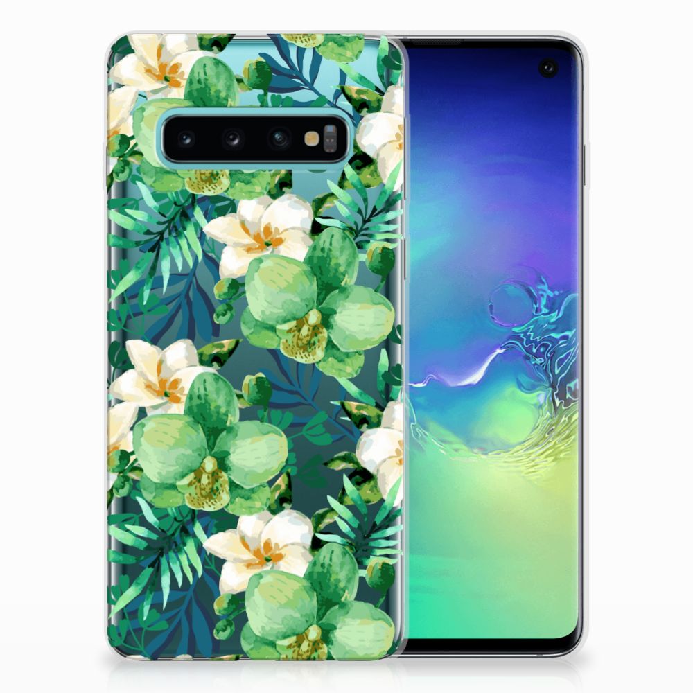 Samsung Galaxy S10 TPU Case Orchidee Groen