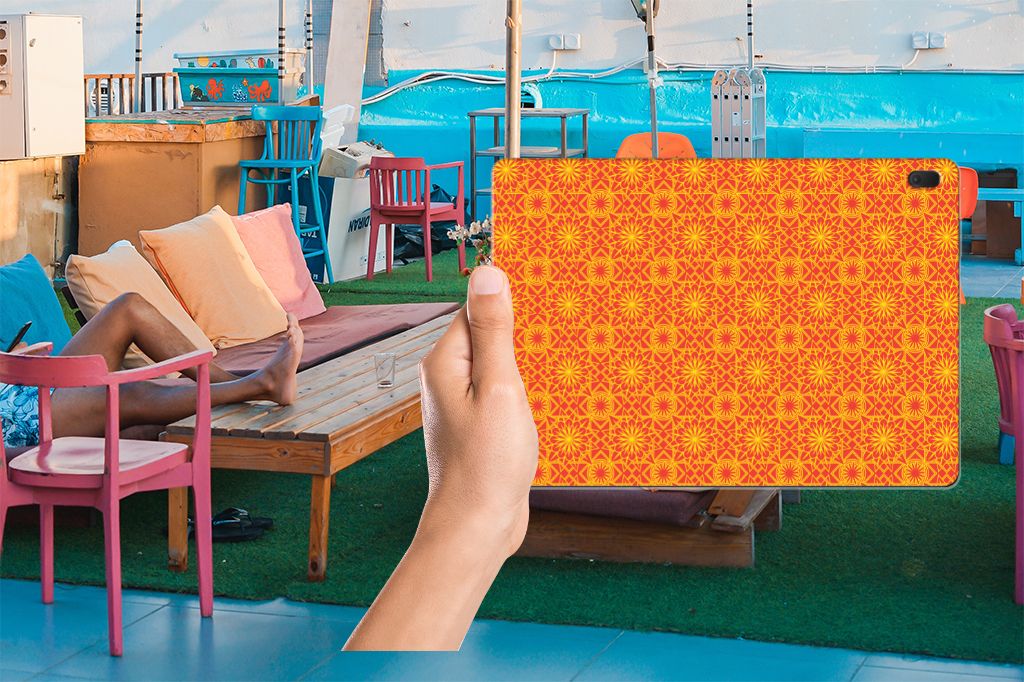 Lenovo Tab E10 Hippe Hoes Batik Oranje