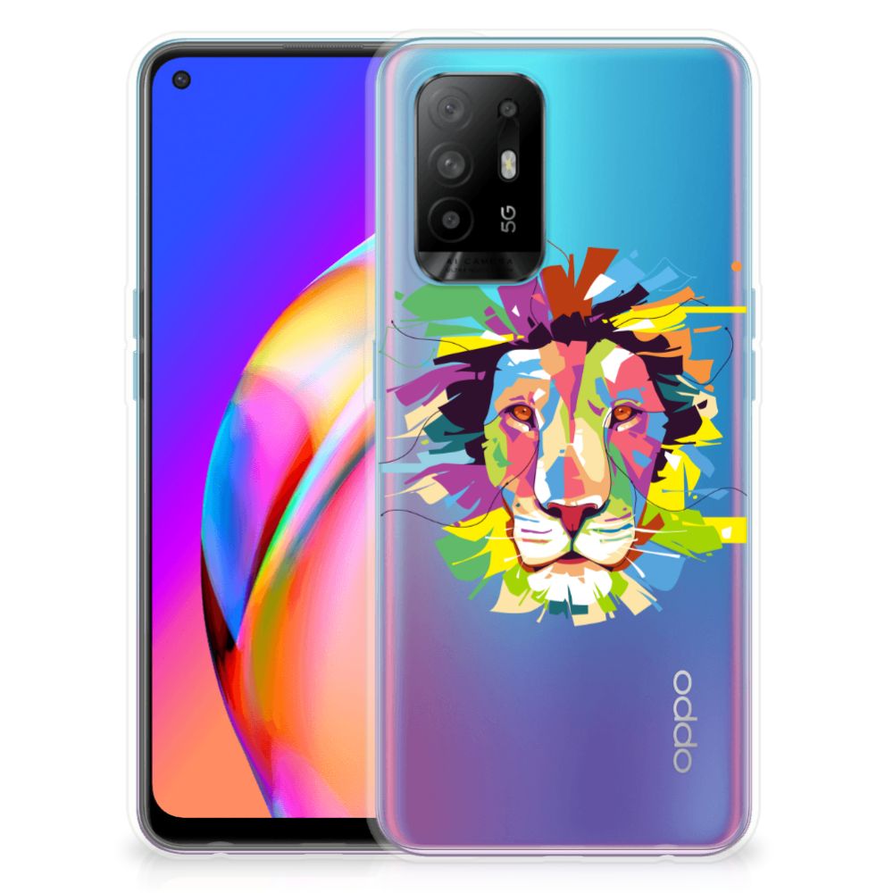 OPPO A94 5G | Reno5 Z Telefoonhoesje met Naam Lion Color