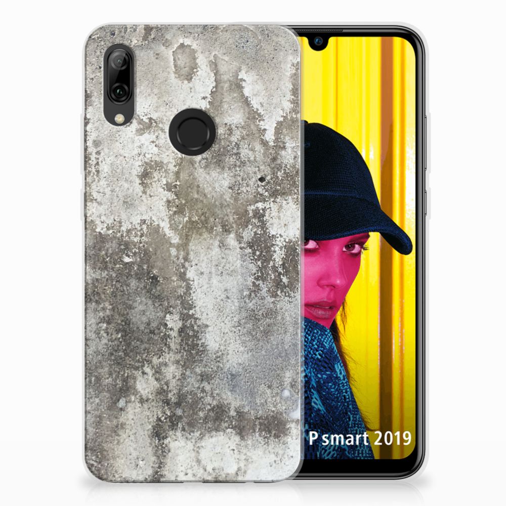 Huawei P Smart 2019 TPU Siliconen Hoesje Beton Print