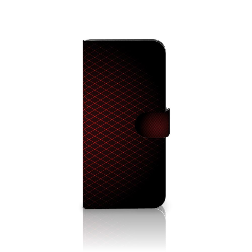 Samsung Galaxy A15 Telefoon Hoesje Geruit Rood met minimalistisch design en ruimte voor 3 pasjes.