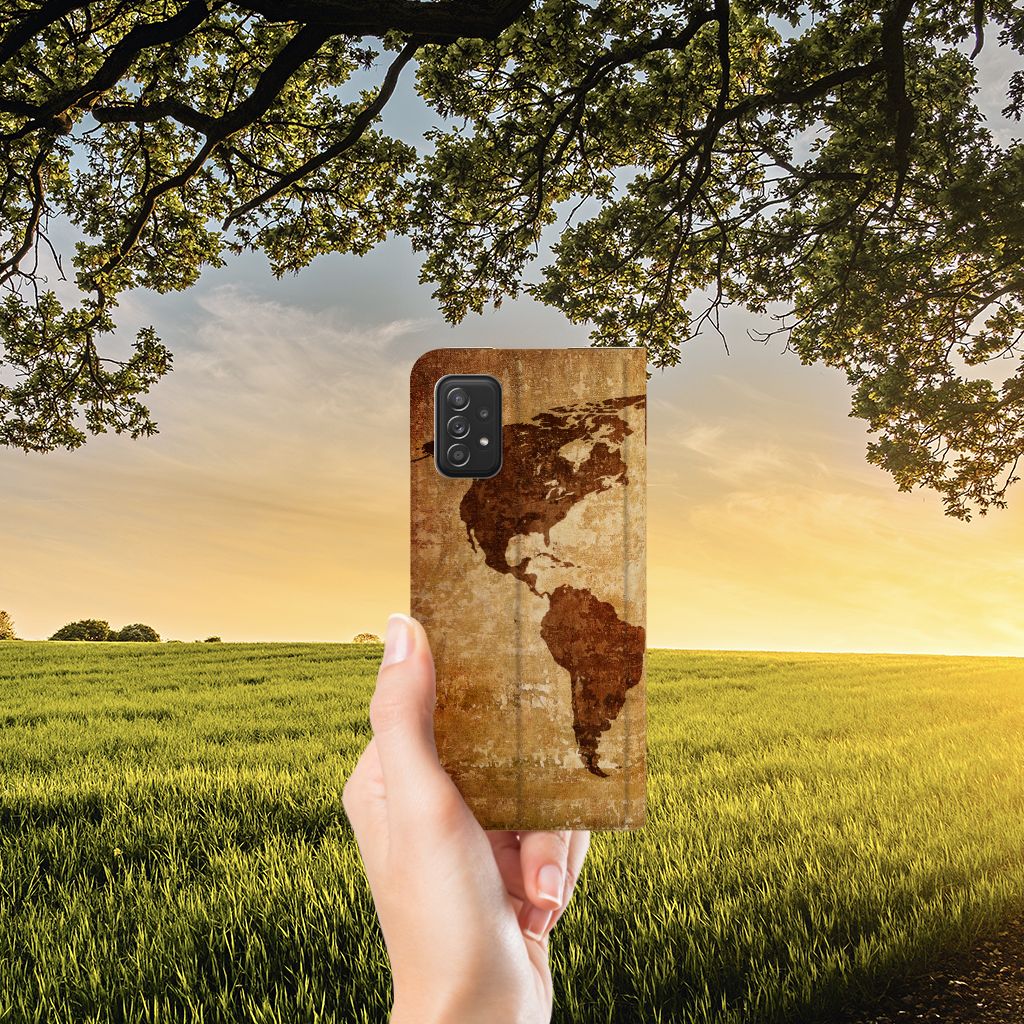 Samsung Galaxy A03s Book Cover Wereldkaart - B2C Telecom