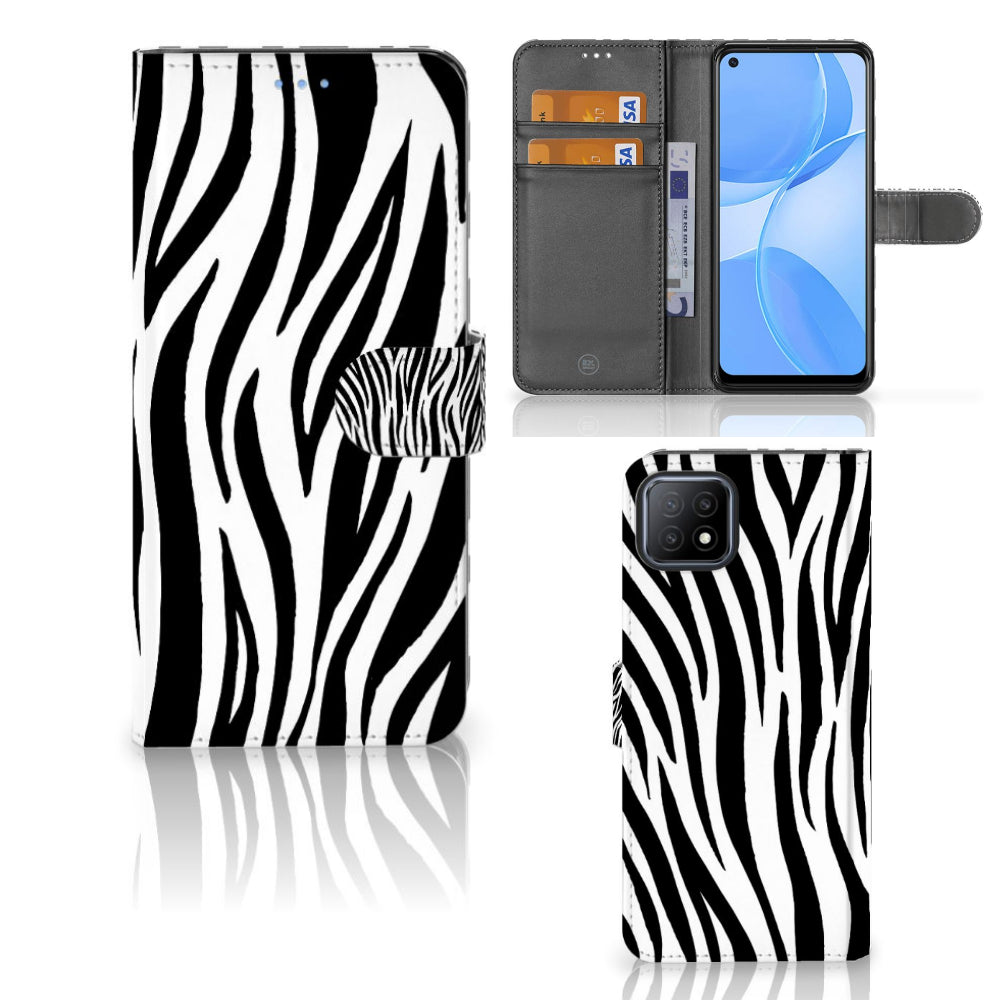 OPPO A73 5G Telefoonhoesje met Pasjes Zebra