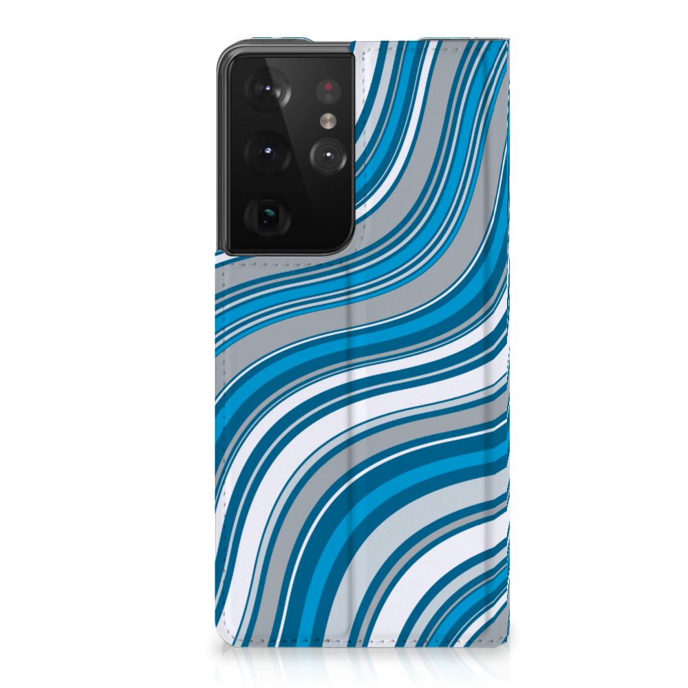 Samsung Galaxy S21 Ultra Hoesje met Magneet Waves Blue - B2C Telecom