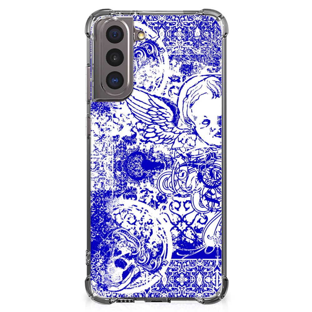 Extreme Case Samsung Galaxy S21 Angel Skull Blauw